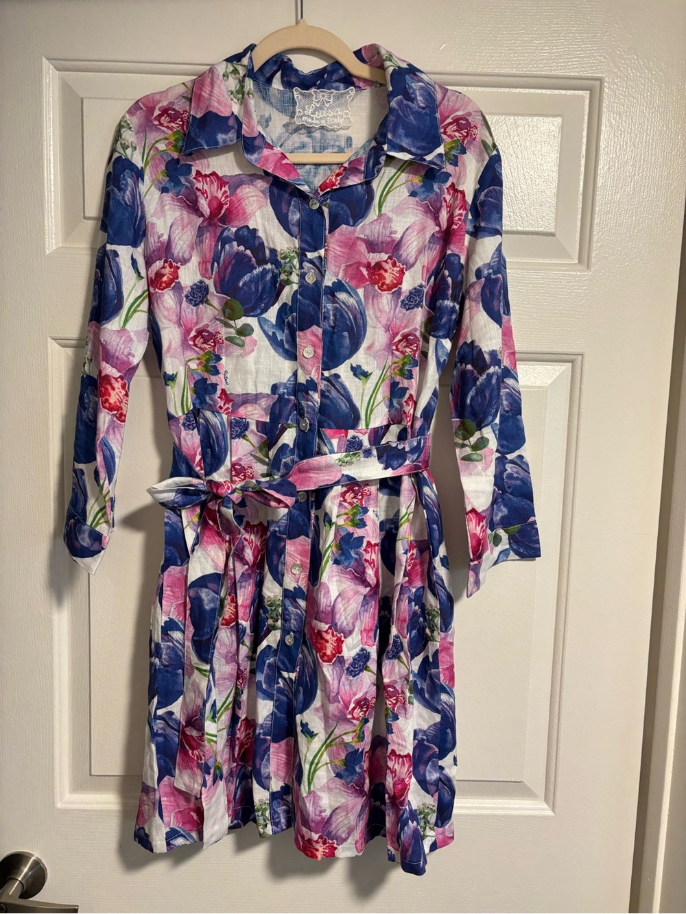 NWOT Luisa Positano 100% Linen Wrap Floral Dress (see measurements)